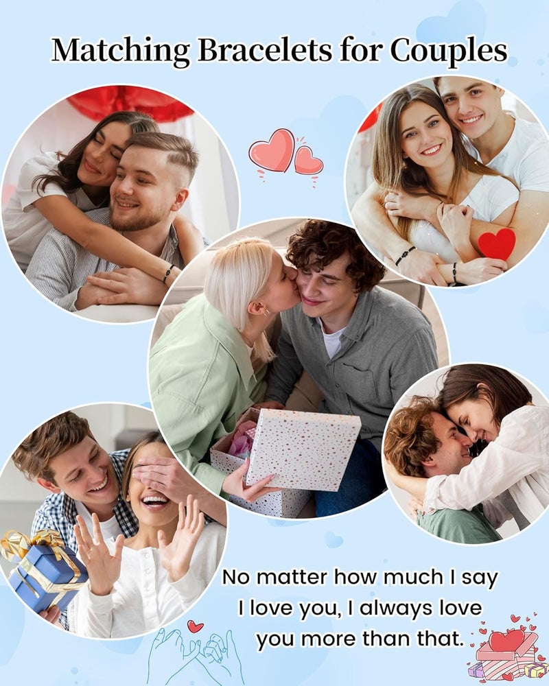 VU100 Matching Bracelets for Couples Bracelets Gifts for Girlfriend Boyfriend Long Distance Relationship Gifts Matching Bracelets Present for Birthday Christmas Anniversary - Image 3